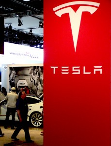 Tesla booth at Detroit Auto Show
